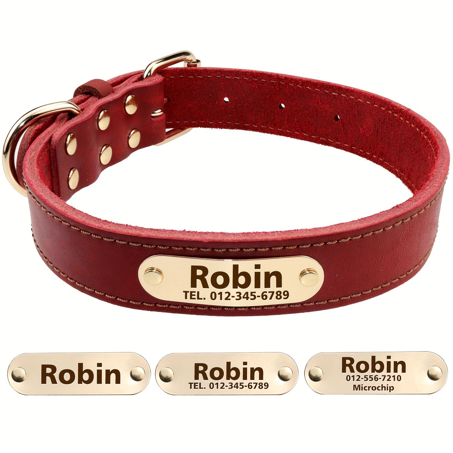 Luxury Personalized Leather Dog Collar - Luxuriously Soft Padded, Rust-Resistant Buckle, Heavy-Duty & Breathable for All Sizes - Perfect for Small, Medium, and Large Dogs