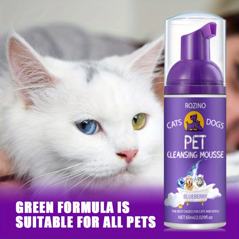 "Non-Toxic" Rozino Blueberry Pet Cleaning Mousse, 2.03oz - Gentle & Effective For All Stages