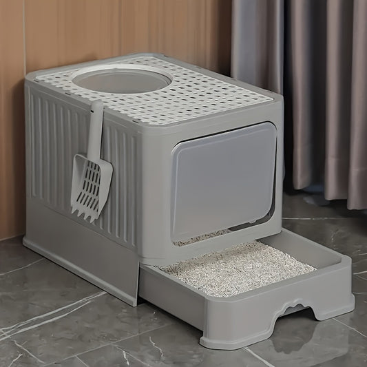 Best-Selling Jumbo Cat Litter Box-Hassle-Free Top Entry Design-Splash-Proof and Includes Scoop-Easy-Clean Drawer for Home Use