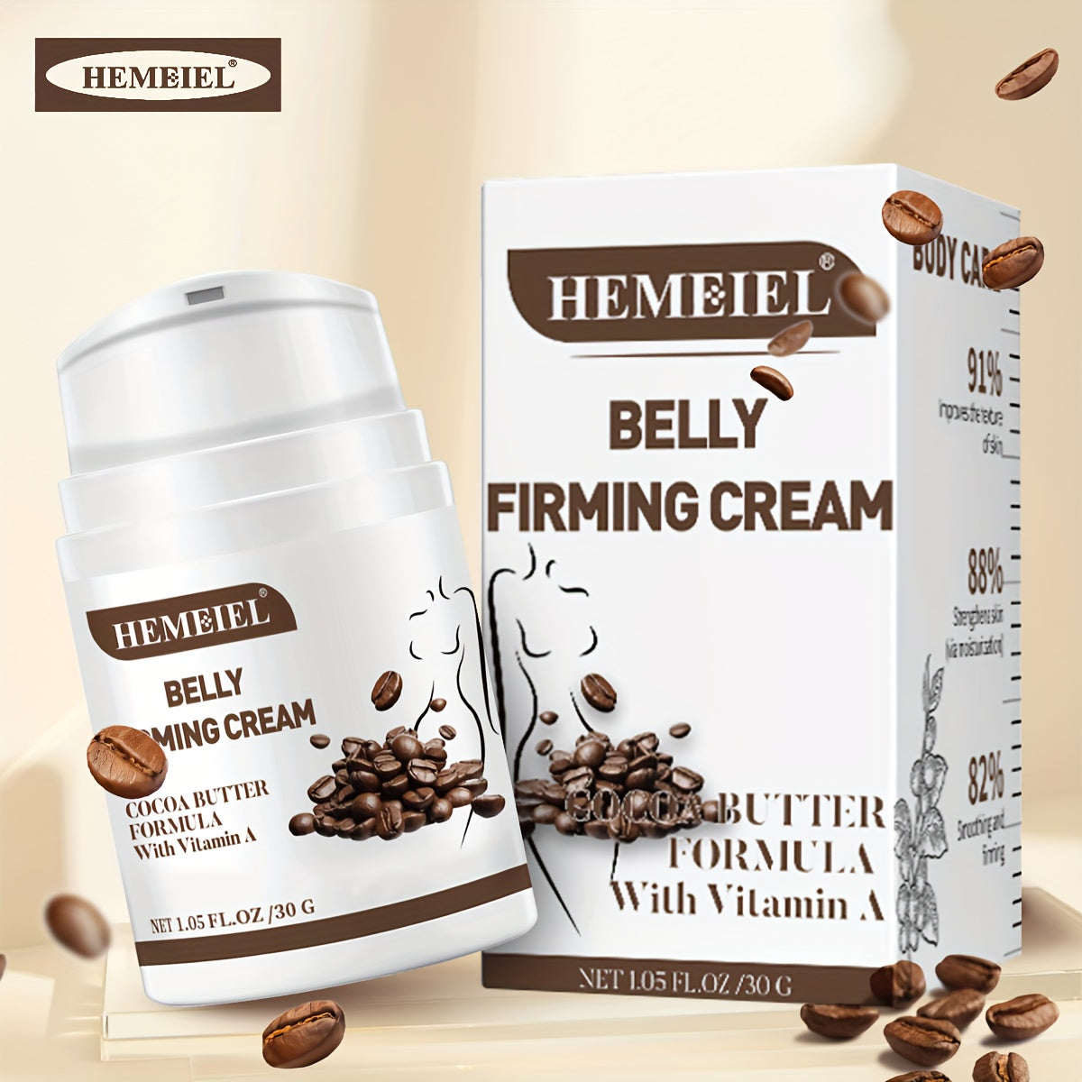 1.06oz/30g Belly Firming Cream, Contains Cocoa Butter And Vitamin A, Skin Tightening Cream, Firming And Tightening Cream For Belly, Cream For Firming, Tightening, Moisturizing Skin