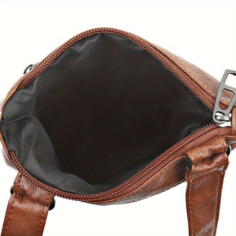 Charming Vintage Leather Crossbody Bag - Compact & Durable Faux Leather Purse for Women - Secure Zipper Closure, Ideal Daily Use & Special Gift for Moms