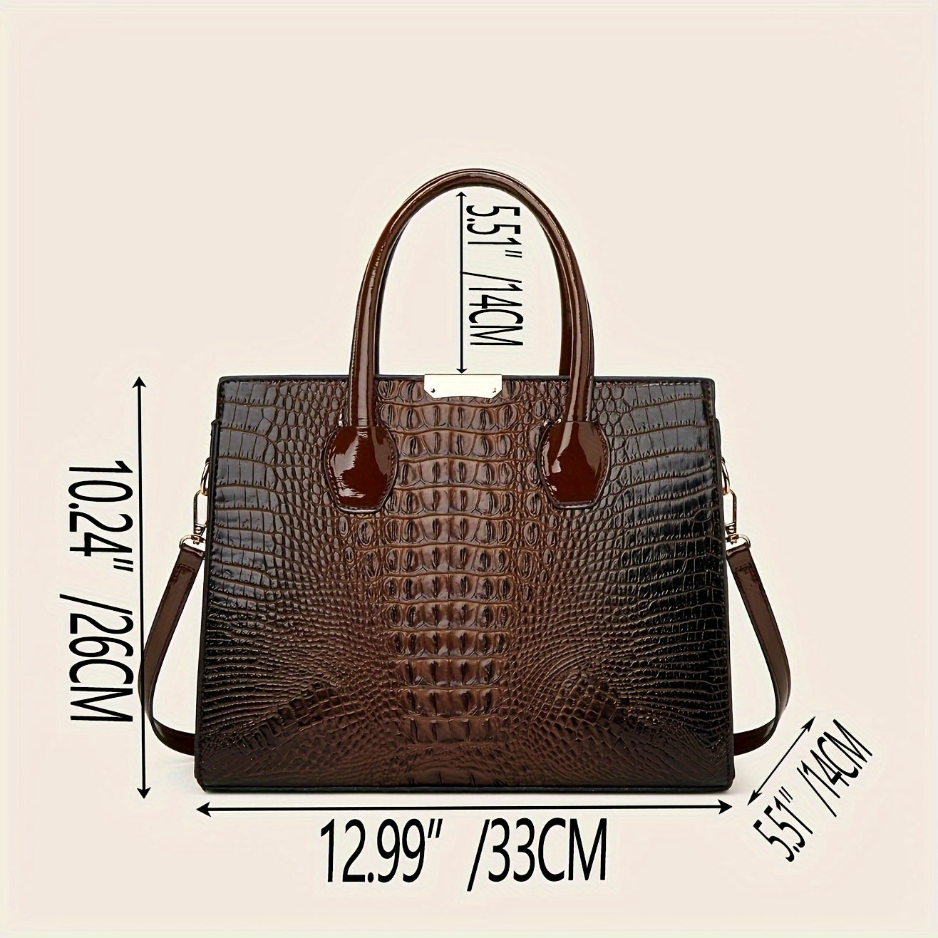 3pcs/set Stylish Crocodile Pattern Tote Bag - Trendy Crossbody, Shoulder Bag, and Purse for Women