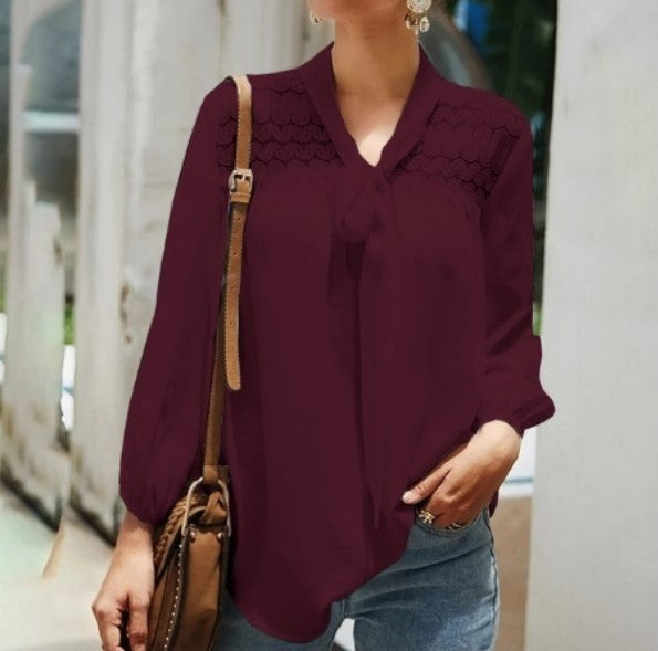 Solid color lace up T-shirt