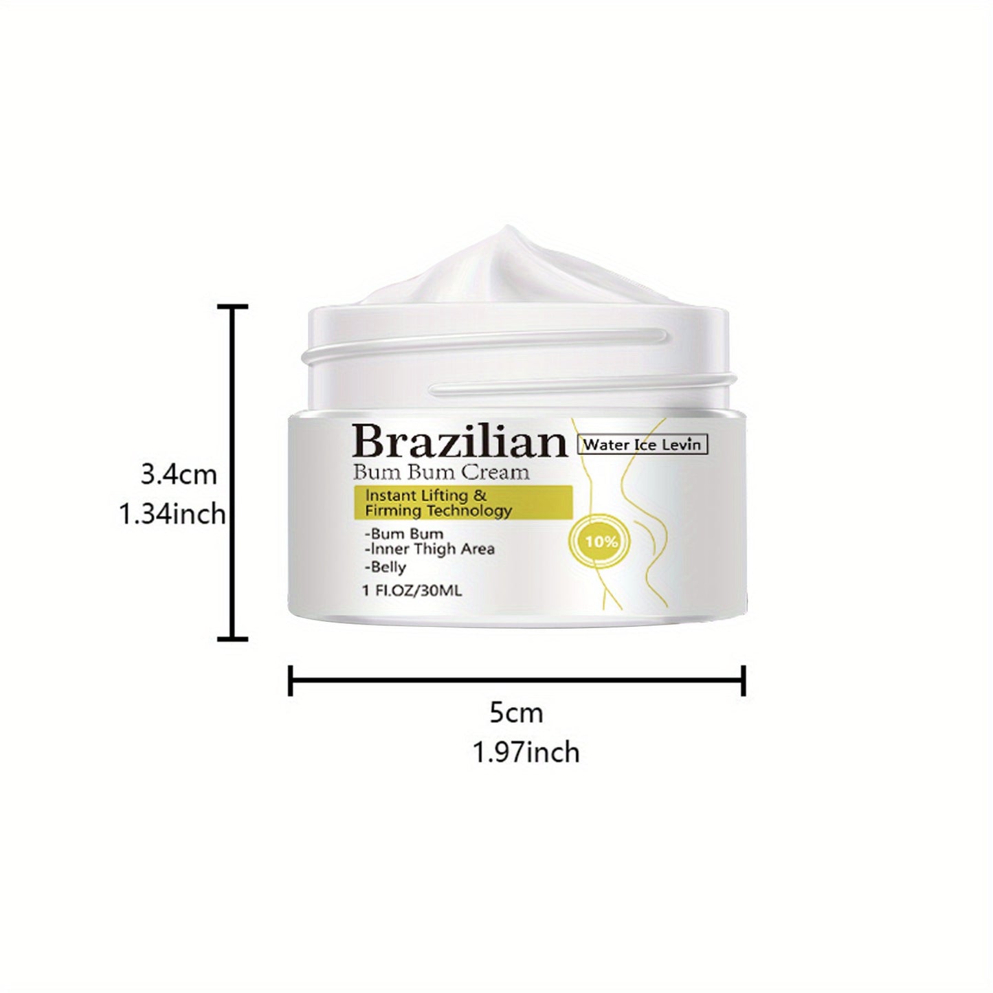 Brazilian Bum Bum Cream, 1.1oz/30g, Collagen & Caffeine Infused, Hypoallergenic, All Skin Types, Tightens & Firms Skin For Fuller, Natural-Looking Curves, Butt & Belly Firming Cream