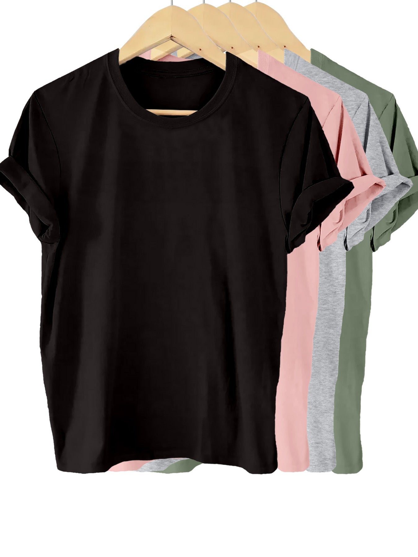 4-Pack Womens Solid Color T-Shirt - Short Sleeve Crew Neck Casual Tops - Soft & Breathable for Summer & Spring Stylish Wear