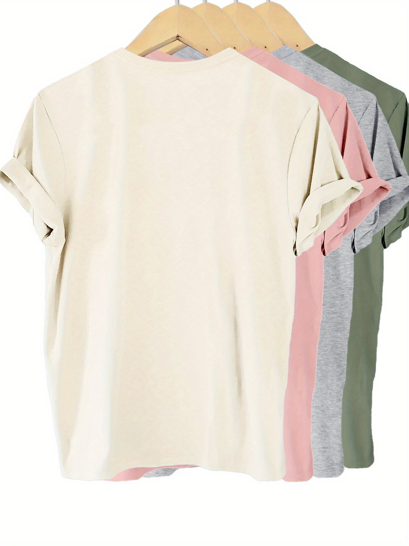 4-Pack Womens Solid Color T-Shirt - Short Sleeve Crew Neck Casual Tops - Soft & Breathable for Summer & Spring Stylish Wear