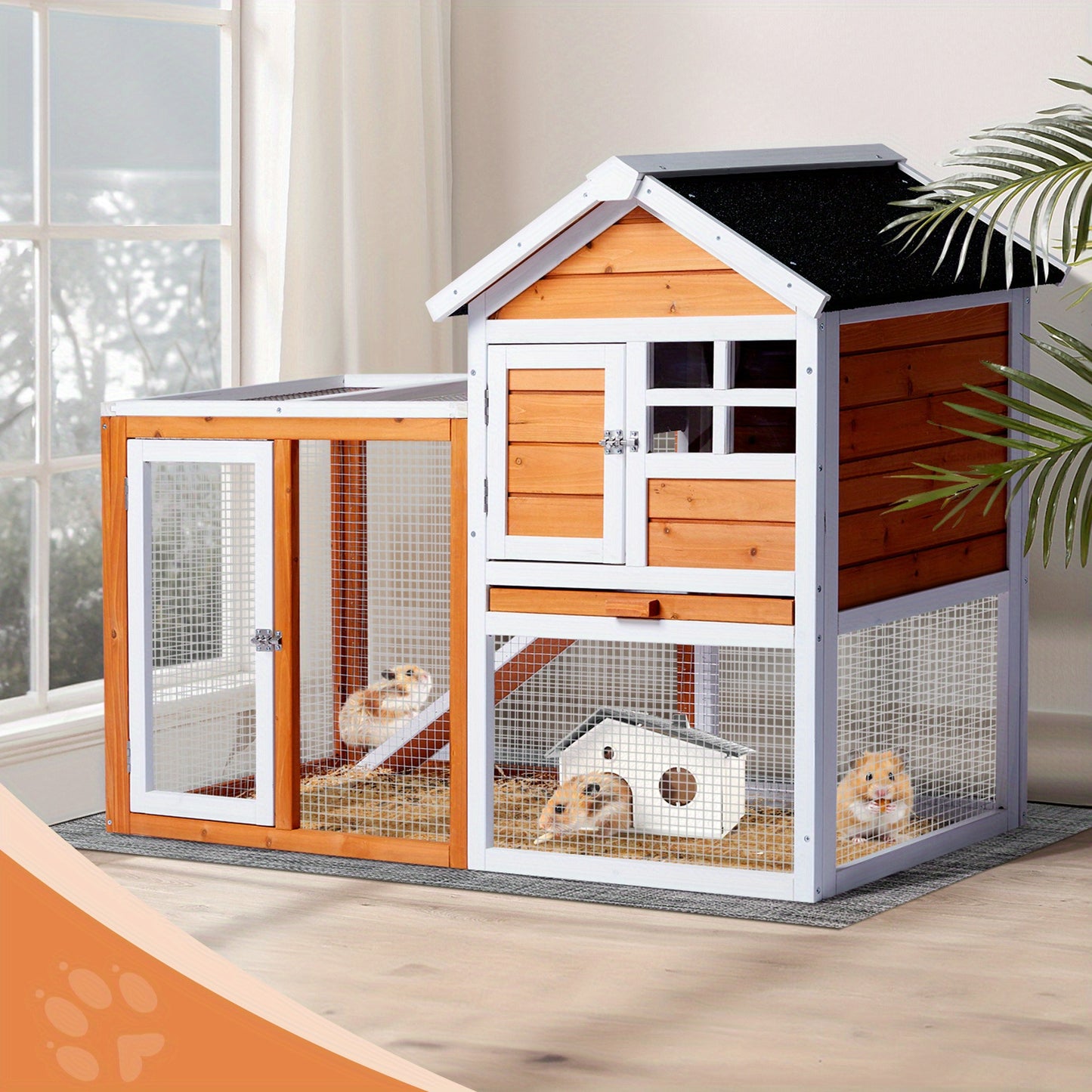 1pc Compact Pet Cage - Interaction-Friendly Hutch with Lockable Doors, Weatherproof, Sliding Easy-Clean Tray, Perfect for Year-Round Safety and Bonding with Your Adorable Pets