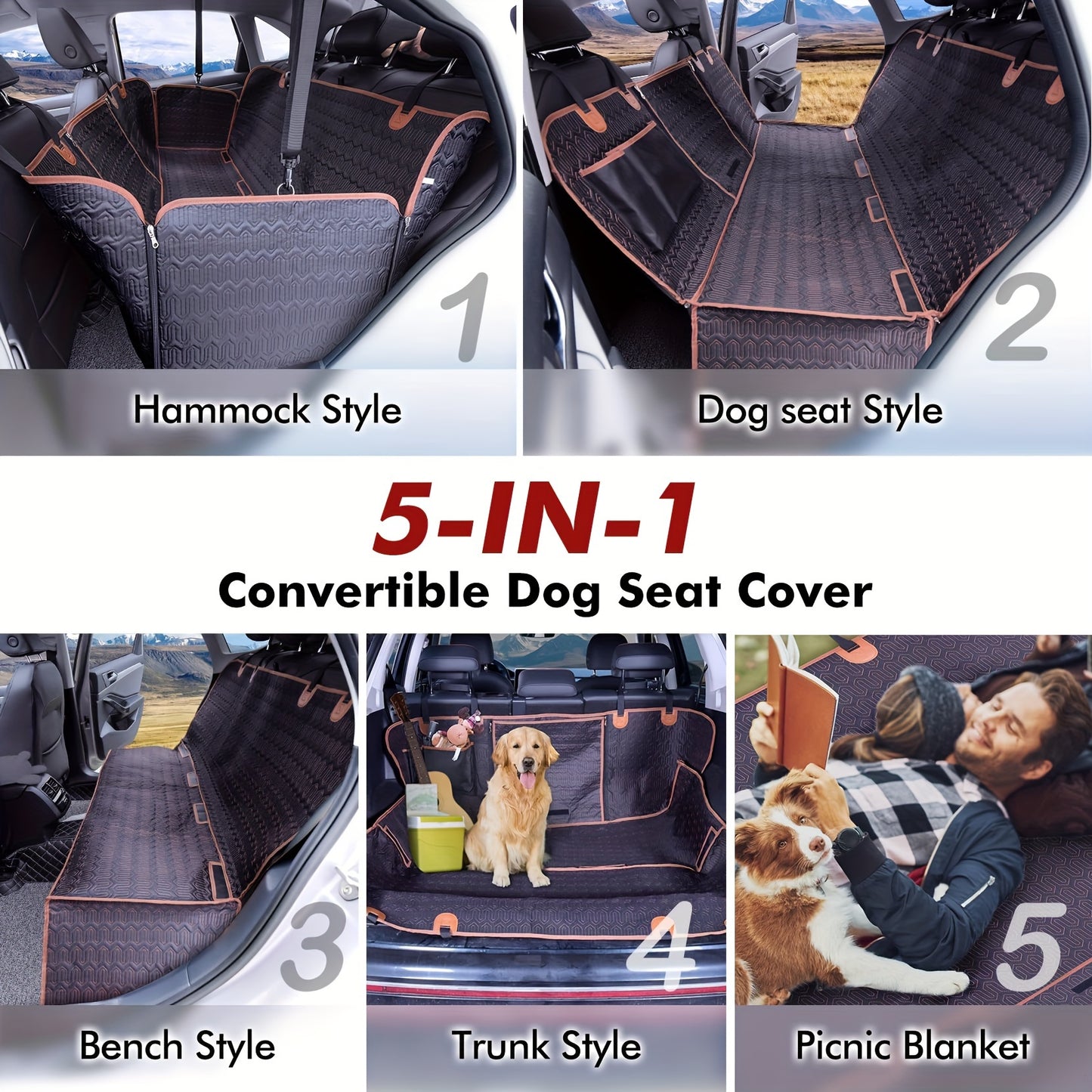 Heavy Duty Dog Car Seat Protector - Waterproof 600D Hammock with Scratch-Resistant Nonslip Surface, Breathable Mesh Window & Handy Storage for Cars, Trucks, and SUVs