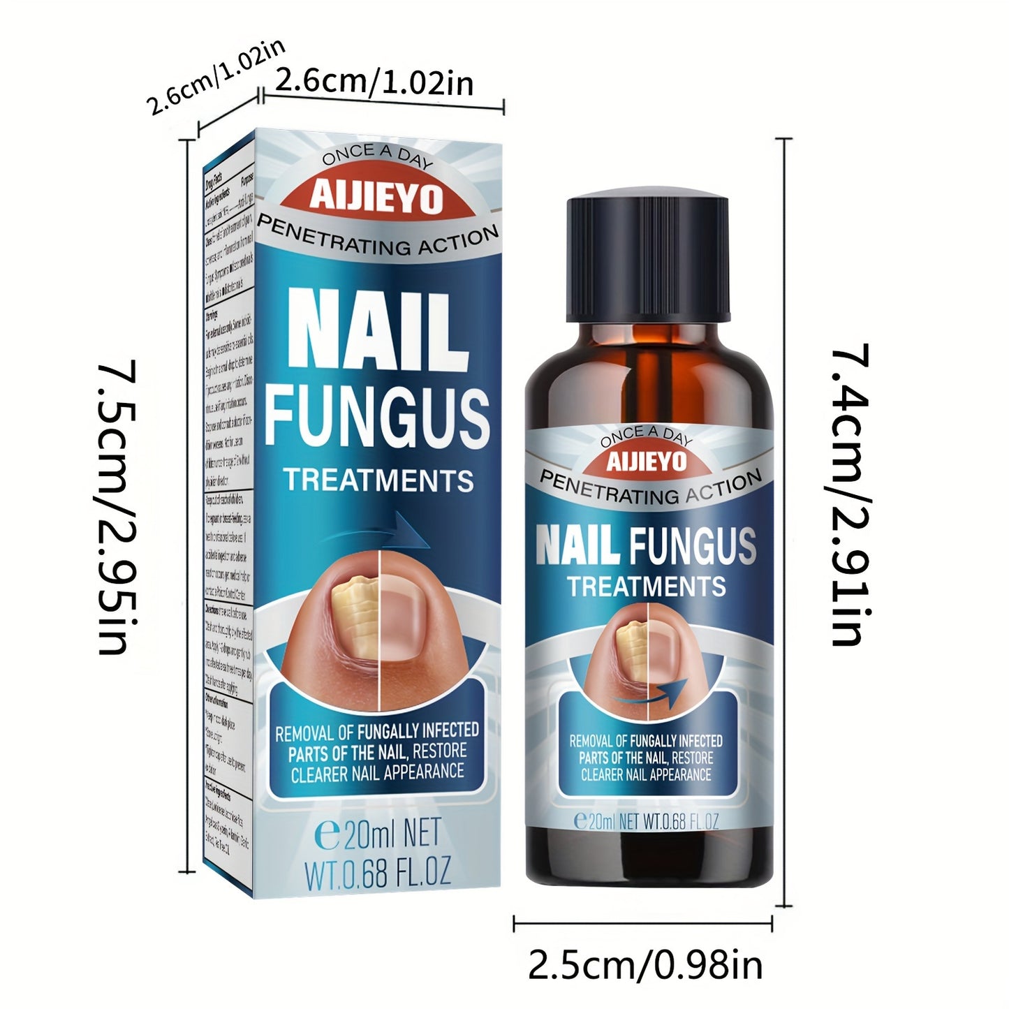 0.68oz Nail Fungus Treatment, Antifungal Nail Solution - Extra Strength Nail Renewal Solution For Toe Nails & Fingernails - Powerful Nail Care Renewal & Antifungal Recovery Liquid For Thick, Damaged & Discolored Nails