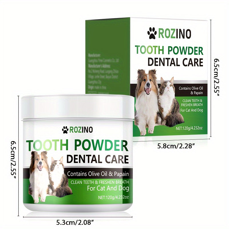 120G Natural Pet Dental Powder For Cats & Dogs - Gentle Teeth Cleaning, Fresh Breath Enhancer