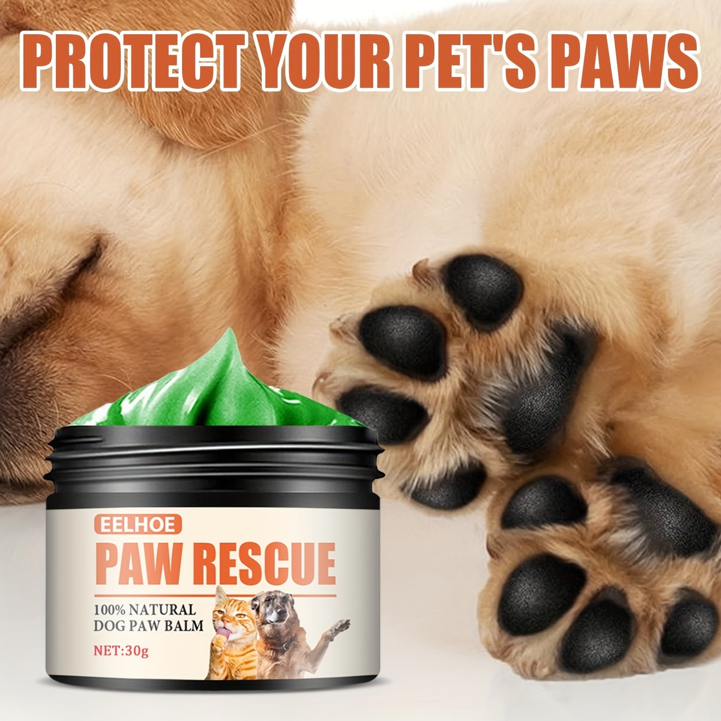 Paw Rescue Nourishing Pet Paw Cream - Deeply Moisturizes, Heals Cracked Paws Fast - Safe for Cats & Dogs - 30g Travel-Sized Solution