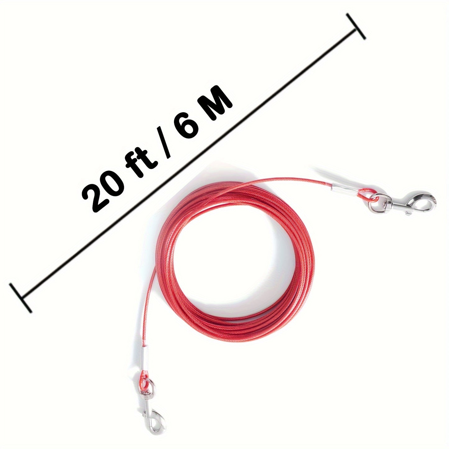 6M-20 ft, Tie Out Cable for Dogs, 20 FT Dog Leads for Yard Chew Proof, Heavy Duty Dog Tie Out Cable for Large Dogs Up to 250lbs, Durable Dog Runner Tether Line for Outdoor, Yard