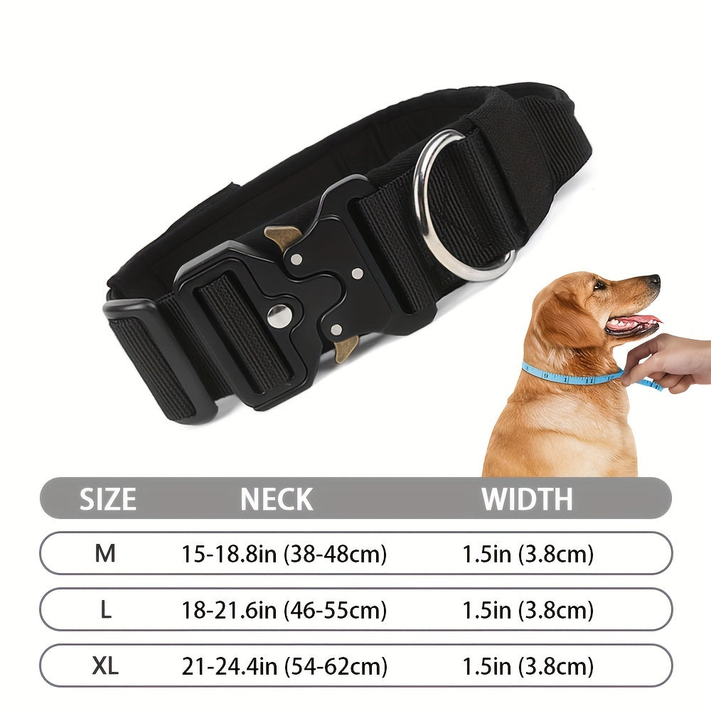 Robust Tactical Dog Collar & Elastic Leash Set - Heavy Duty with Quick-Release Buckle, Uncharged Patterned Polyamide, and Mama Says Im Special Patch for Medium to Large Dogs