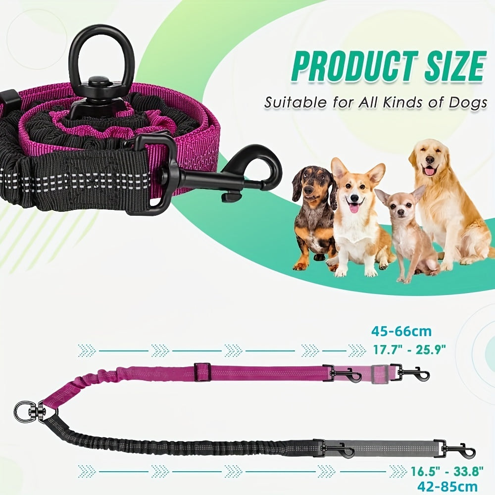 Adjustable & Durable Twin Dog Leash - Plaid, Shock-Absorbent, No-Tangle Design for Medium/Large Dogs