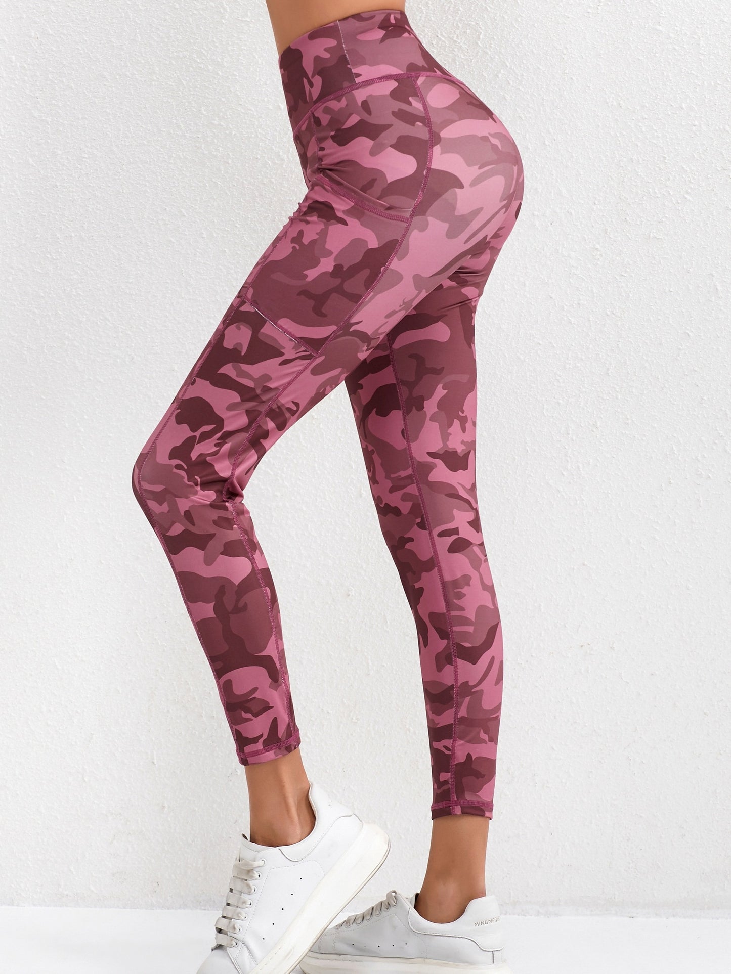 Women's Camouflage Print Sports Leggings, High Waist, Stretchy Yoga Pants, Gym Workout Tights, Running Athletic Gear, Active Wear, Comfort Fit, Quick Dry Fabric, Amo Design