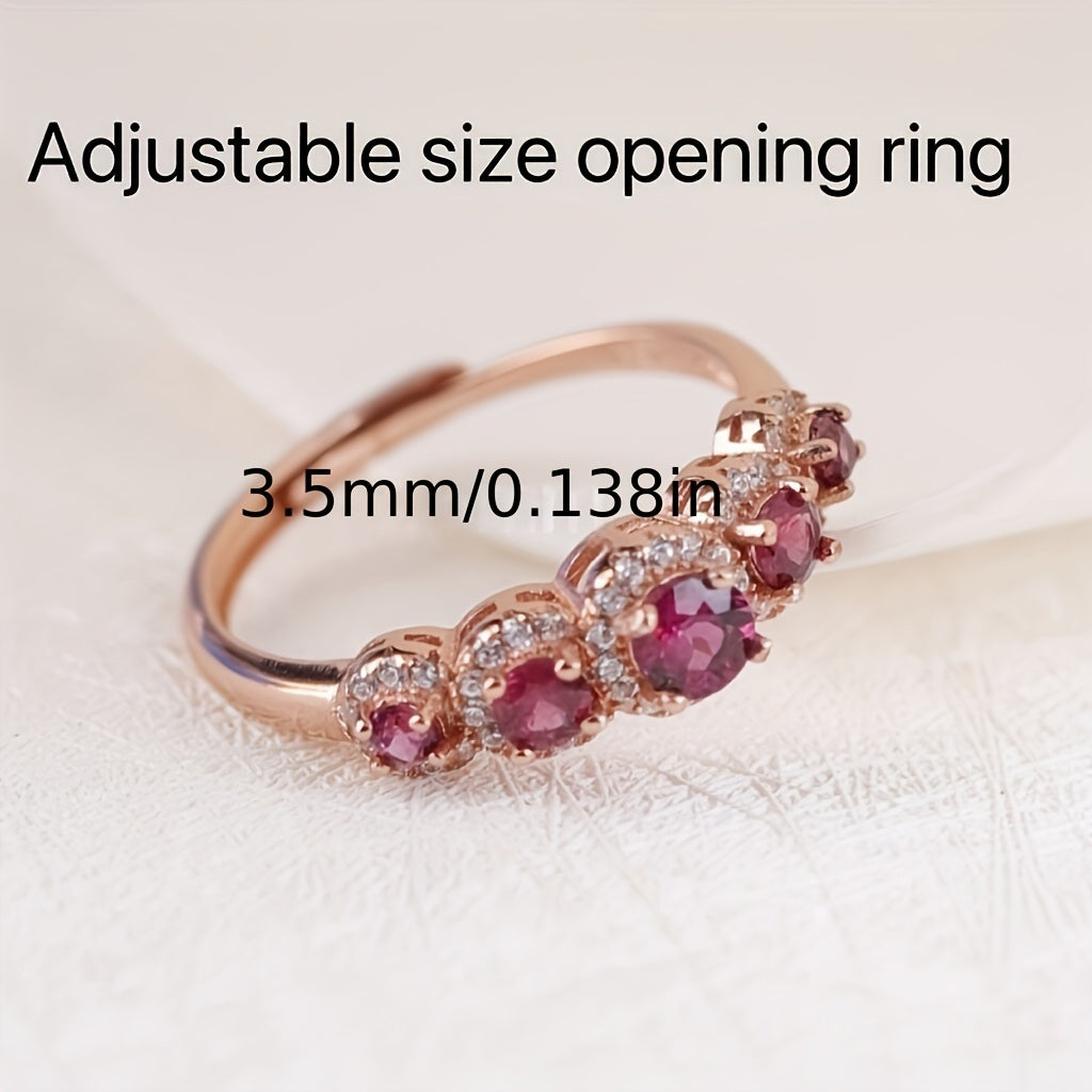 S925 Sterling Silver Inlaid Natural Purple Garnet Ring, Elegant And Fashionable Jewelry Accessories For Women