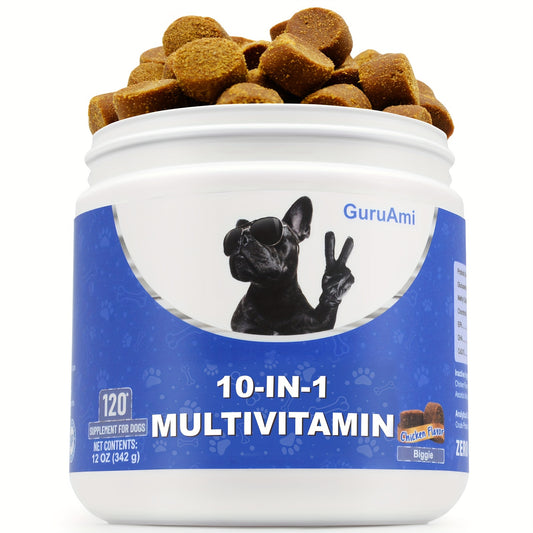 GuruAmi Multivitamin dog supplements probiotics, Omega fish oil, dog supplements and vitamins 90CT