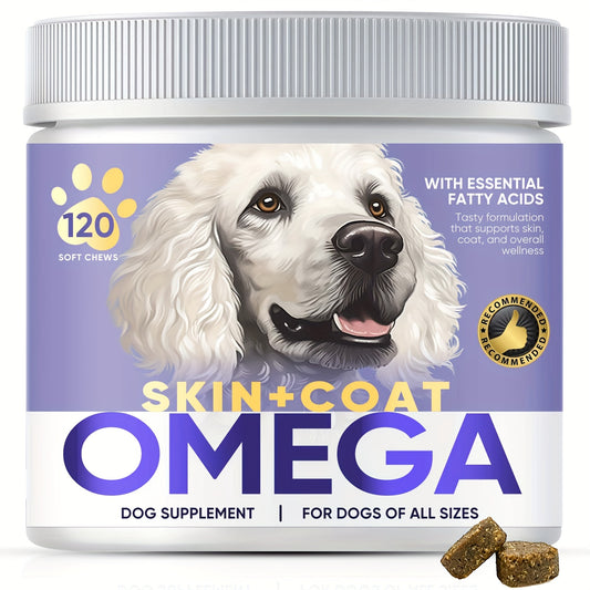 Omega 3 Miracle Soft Chews for Dogs - Ultimate Skin & Coat Rescue - Nourishing Fish Oil Supplement for a Lustrous, Itch-Free Life - Delicious, Easy-to-Chew Treats