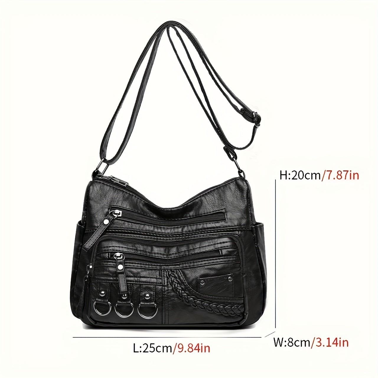 Casual Chic Women's Crossbody Bag with Multi Pockets & Secure Zipper - Durable Solid Color Handbag for Everyday Style