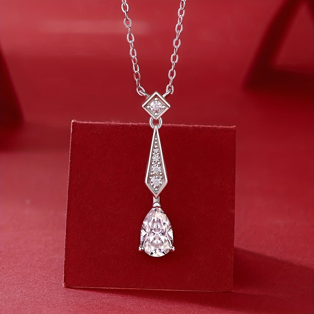 1pc Moissanite 925 Sterling Silver Pear Special-Shaped Moissanite Exquisite Pendant Clavicle Chain Necklace, Elegant Versatile Valentine's Day Proposal Engagement Wedding Anniversary Birthday Mother's Day Gifts For Women Party Trend Jewelry