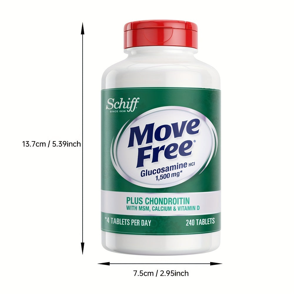 2 Bottles Of Move Free Amino Glucose Chondroitin High Calcium Tablets, Five In One, Strong And Tough Skeletal Nutrition+Cartilage Nutrition+VD3+MSM Ingredients 2x240 Large Bottles