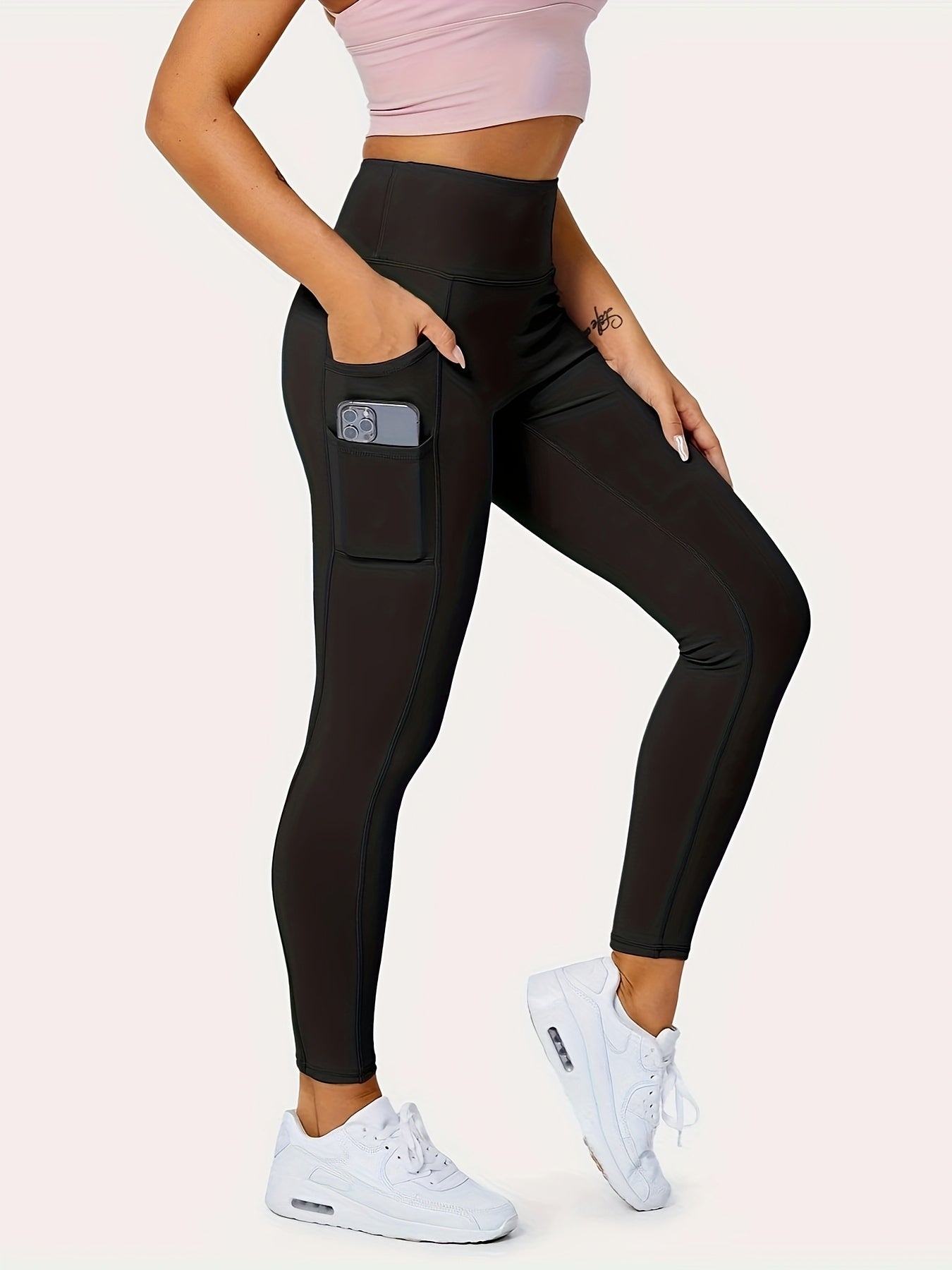 Plus Size Womens High Rise Sports Leggings - Ultra-Stretch Skinny Fit with Fashion Piping & Handy Pockets - Comfortable, Stylish Active Wear for Everyday Wear