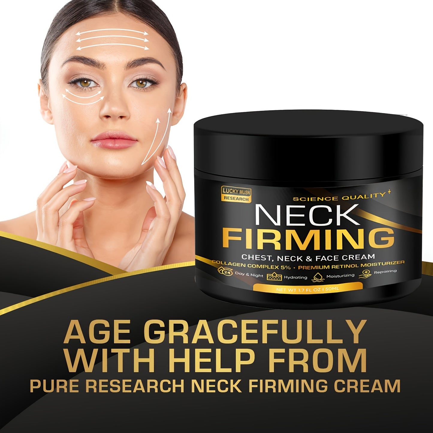 1.69oz Firming Cream For Chest, Neck & Face - Contains Retinol, Collagen And Nicinamide, Moisturizing And Rejuvenating Neck Skincare