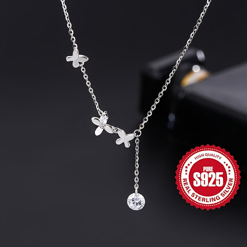 925 Sterling Silver Three Butterfly Zircon Anklet Exquisite Glitter Hypoallergenic Foot Jewelry