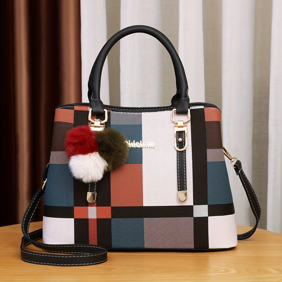 Richly Hued Plaid Crossbody Bag - Durable PU Leather Texture Purse with Adjustable Shoulder Strap - Timeless Classic Fashion for Everyday Versatility