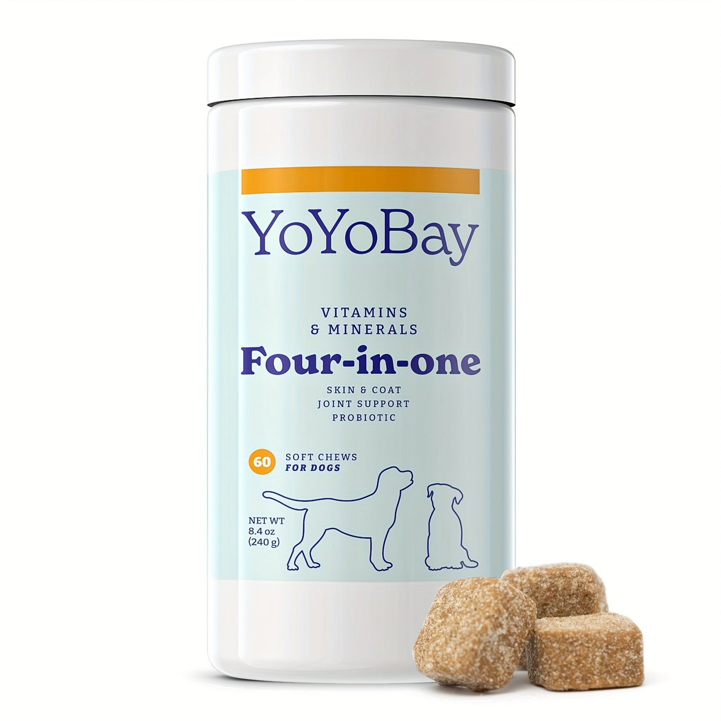 YoYoBay Multivitamin for Dogs, 4 in 1 Dog Multivitamin and Minerals Supplement, for Joint Support, Digestion, Skin and Coat Supplement for Dogs, Soft chew 60 Count