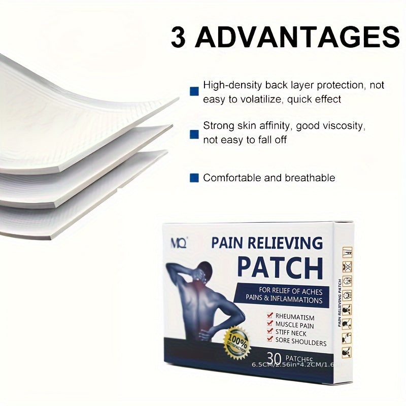 30pcs Pain Relieving Patch, Up To 8 Hours Of Relief From Sore Muscles, Arthritis, Backaches, Spains, Bruises, Strains And Joint (with NDC)