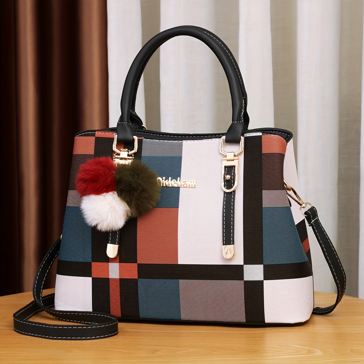 Richly Hued Plaid Crossbody Bag - Durable PU Leather Texture Purse with Adjustable Shoulder Strap - Timeless Classic Fashion for Everyday Versatility