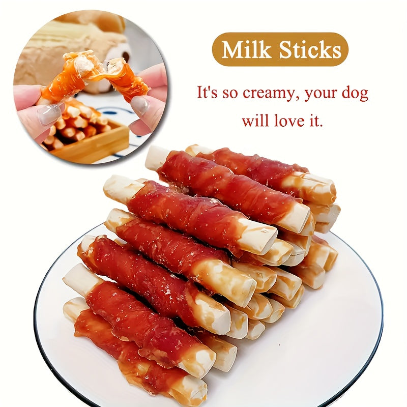 1-Pack(1 X 400g/14.1oz) Duck Wrapped Calcium Milk Stick, Dog Treats For Small, Medium, & Large Dog - Made With Duck And Calcium Milk Stick, Healthy, Easily Digestible, And High Protein Reward Training Treats For Dogs