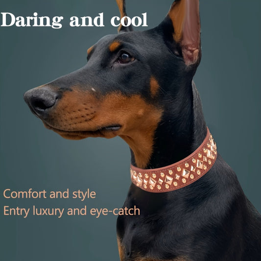 Sturdy Leather Dog Collar, Stylish Dog Rivet Collar, Bite Resistant Dog Neck Strap For Small Medium And Large Sized Dogs