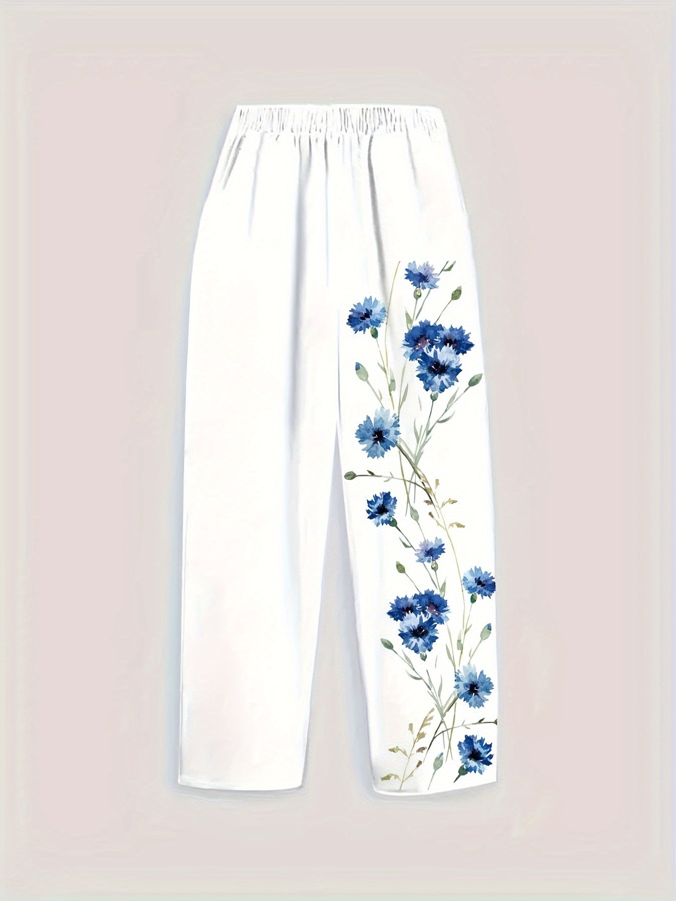 Floral Print Elastic Waist Pants, Casual Pocket Design Pants For Spring & Summer, Women's Clothing