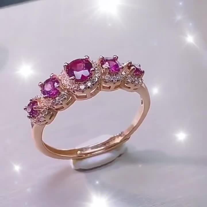 S925 Sterling Silver Inlaid Natural Purple Garnet Ring, Elegant And Fashionable Jewelry Accessories For Women