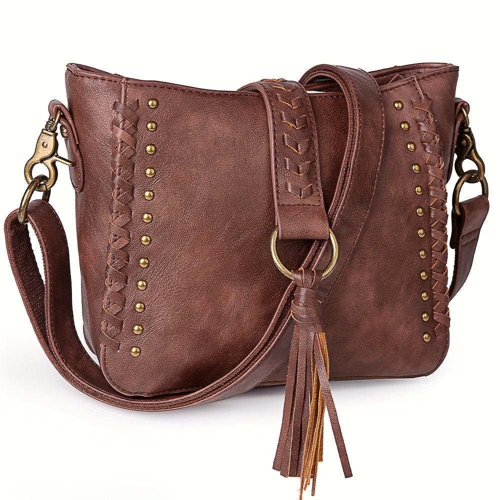 Stylish Boho PU Leather Crossbody Bags - Fashionable Tassel Embellished - Versatile Shoulder Purses & Handbags for Women