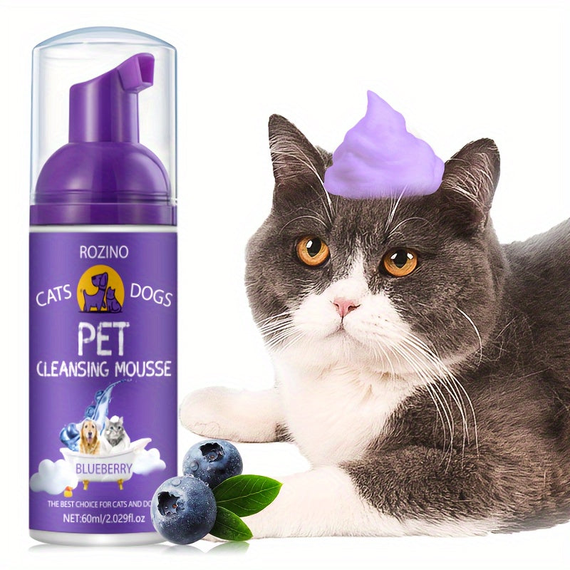 "Non-Toxic" Rozino Blueberry Pet Cleaning Mousse, 2.03oz - Gentle & Effective For All Stages