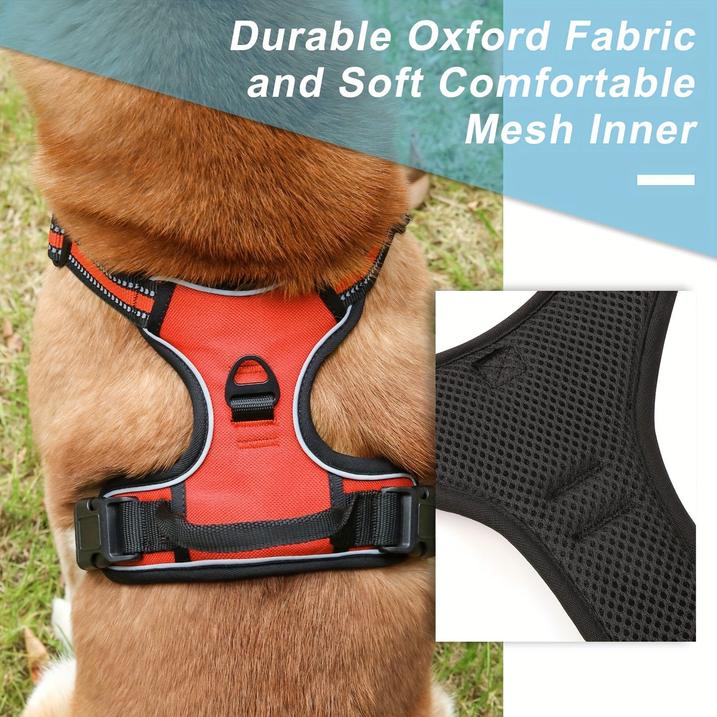 3-Piece Comfort-Fit Dog Harness Set with Anti-Escape Design, Includes Matching Leash & Poop Bag Dispenser - Ideal for Secure Walks, Fully Adjustable