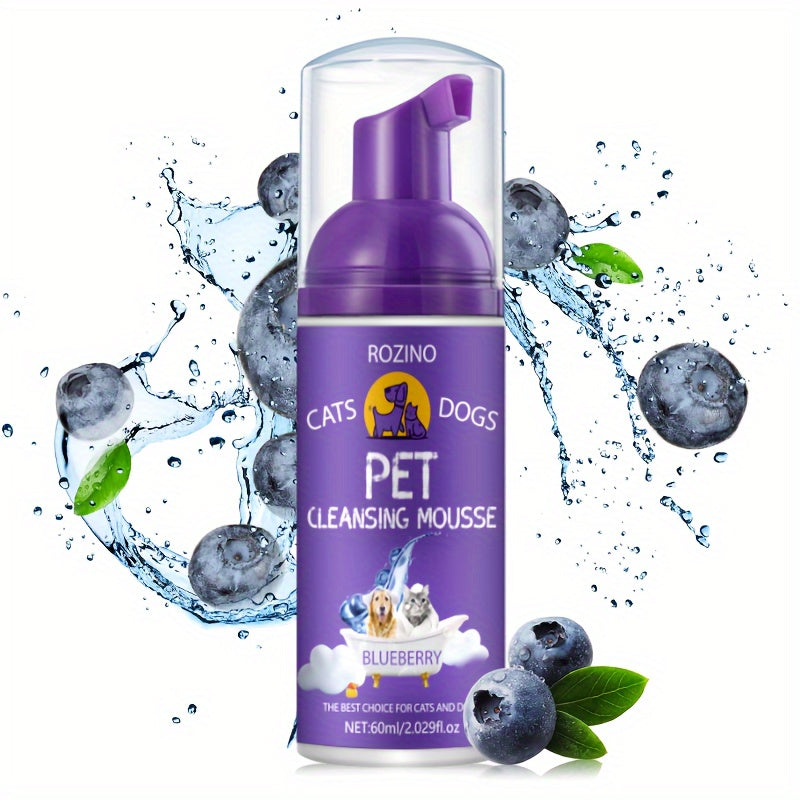 "Non-Toxic" Rozino Blueberry Pet Cleaning Mousse, 2.03oz - Gentle & Effective For All Stages