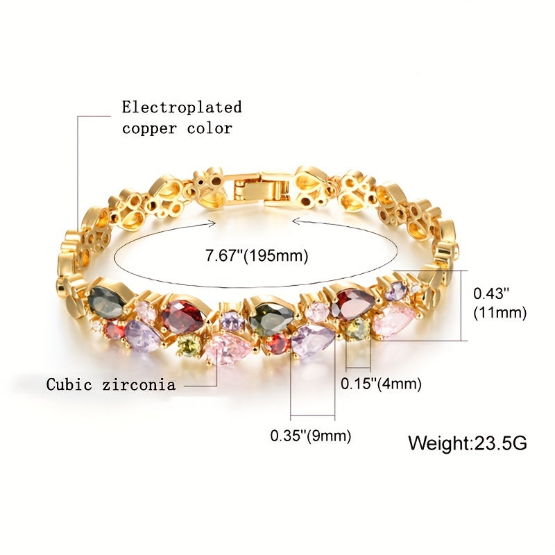 1pc Hot-selling Retro Crystal Bracelet, Copper Golden Jewelry Gift Fashion Retro Bracelet For Men Women