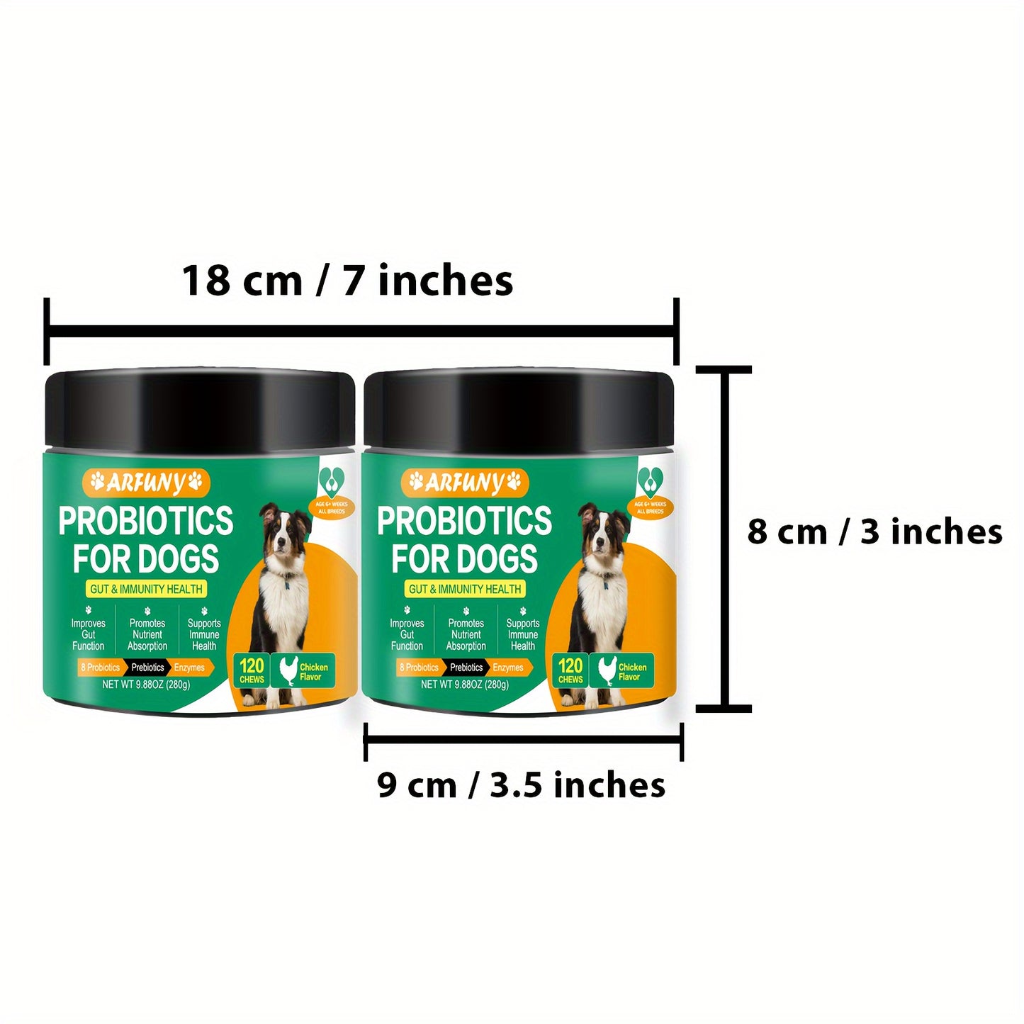 2 Packs Probiotic Chews For Dogs, Dog Probiotic Healthy Supplement, Dog Prebiotic and Digestive Enzymes Chews, Dog Probiotic Food, Chicken Flavor, 240 Chews