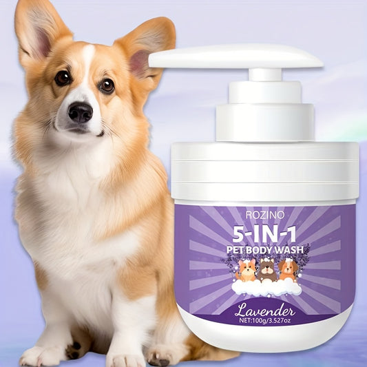 Rozino, 1pc 5-in-1 Lavender Scent Pet Body Wash, Deodorizing & Cleansing Shampoo With Shea Butter, Jojoba & Coconut Oil For Shiny Coat - Gentle, Soothing Formula For Dogs & Cats