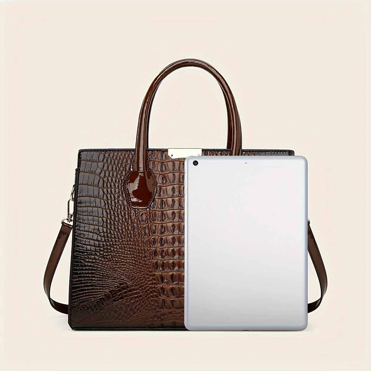 3pcs/set Stylish Crocodile Pattern Tote Bag - Trendy Crossbody, Shoulder Bag, and Purse for Women