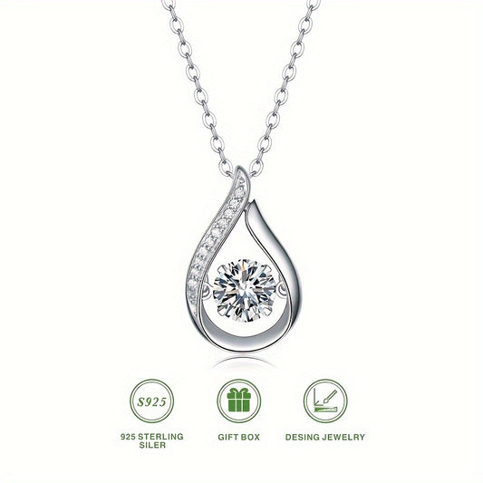 1ct Moissanite S925 Sterling Silver Pendant Clavicle Chain For Women Jewelry Decor Plated Mother's Day Valentine's Day Engagement Wedding Gift Anniversary Gift Birthday Gift Minimalist Y2K Style