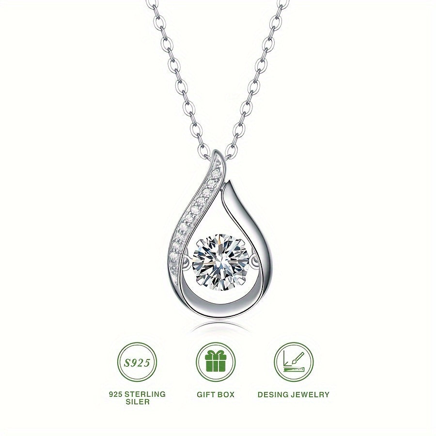 1ct Moissanite S925 Sterling Silver Pendant Clavicle Chain For Women Jewelry Decor Plated Mother's Day Valentine's Day Engagement Wedding Gift Anniversary Gift Birthday Gift Minimalist Y2K Style