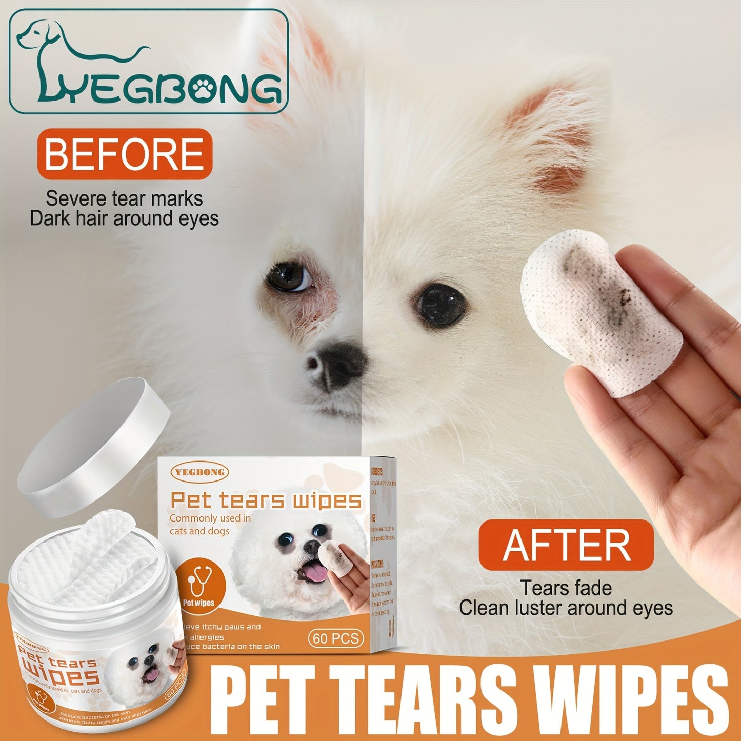 Pet Wipes Clean Dogs And Cats Tear Stains Eye Cleaning Wipe Eye Dirt Cotton Pad