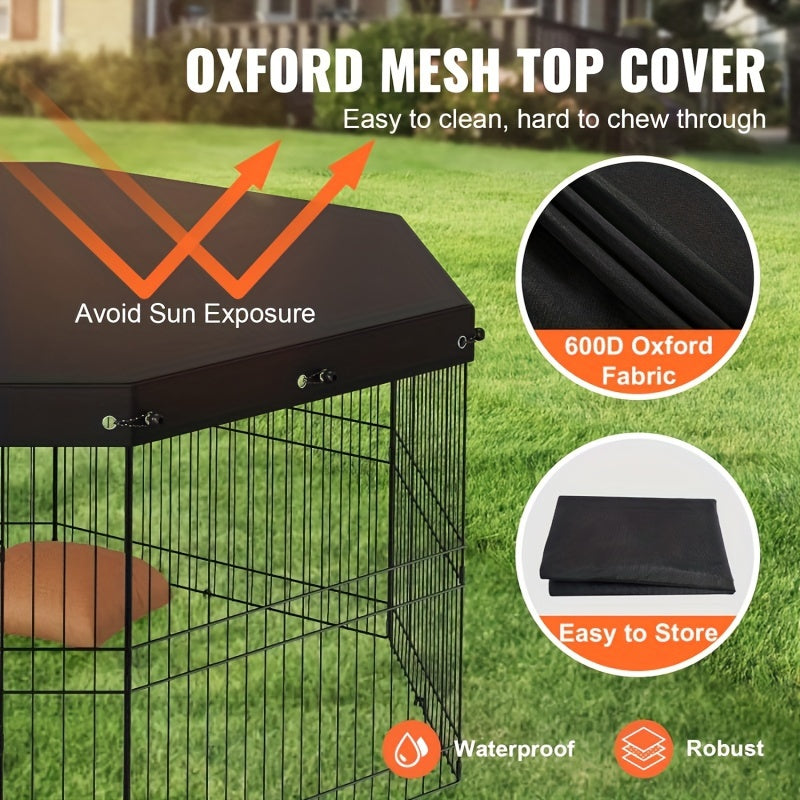 Durable Metal Dog Playpen - 8 Panel Foldable Design with Top Cover, 24 Height - Secure Indoor/Outdoor Pet Fence for Camping & Yard - Perfect for Small to Medium Puppies and Pets