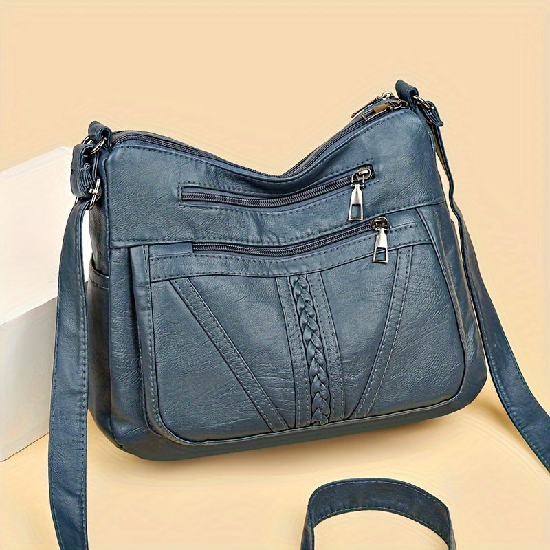 Fashion Multi Layer Crossbody Bag, Solid Color Shoulder Bag, Women's Casual Handbag & Purse