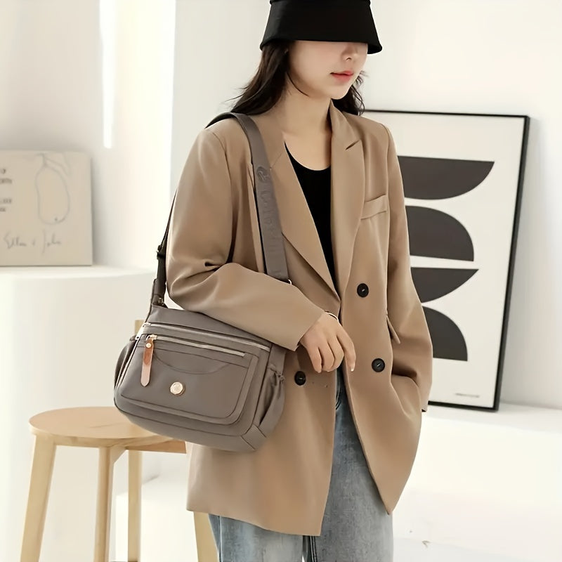 Casual Solid Color Hobo Bag, All-Match Zipper Shoulder Bag, Women's Versatile Bag For Work